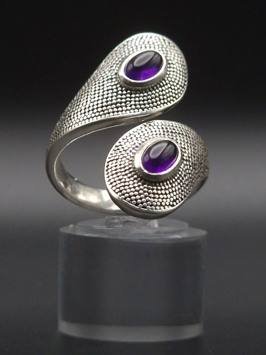 Bague argent 925 Reglable  AMETHYSTE AA - Mylithovox 