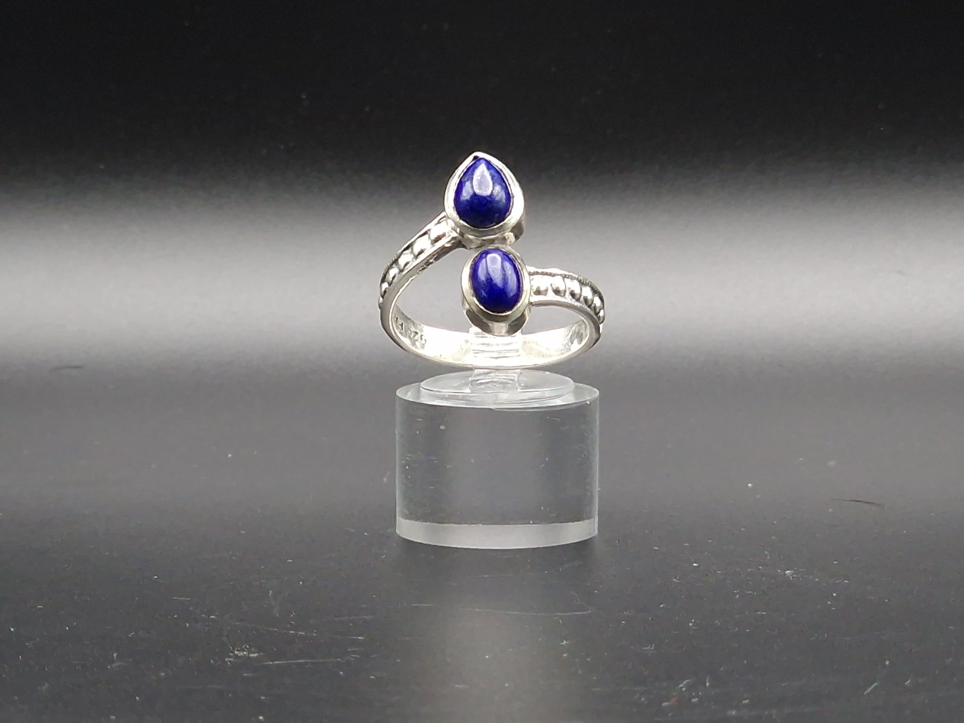 Bague argent 925 reglable LAPIS LAZULI AA - Mylithovox 