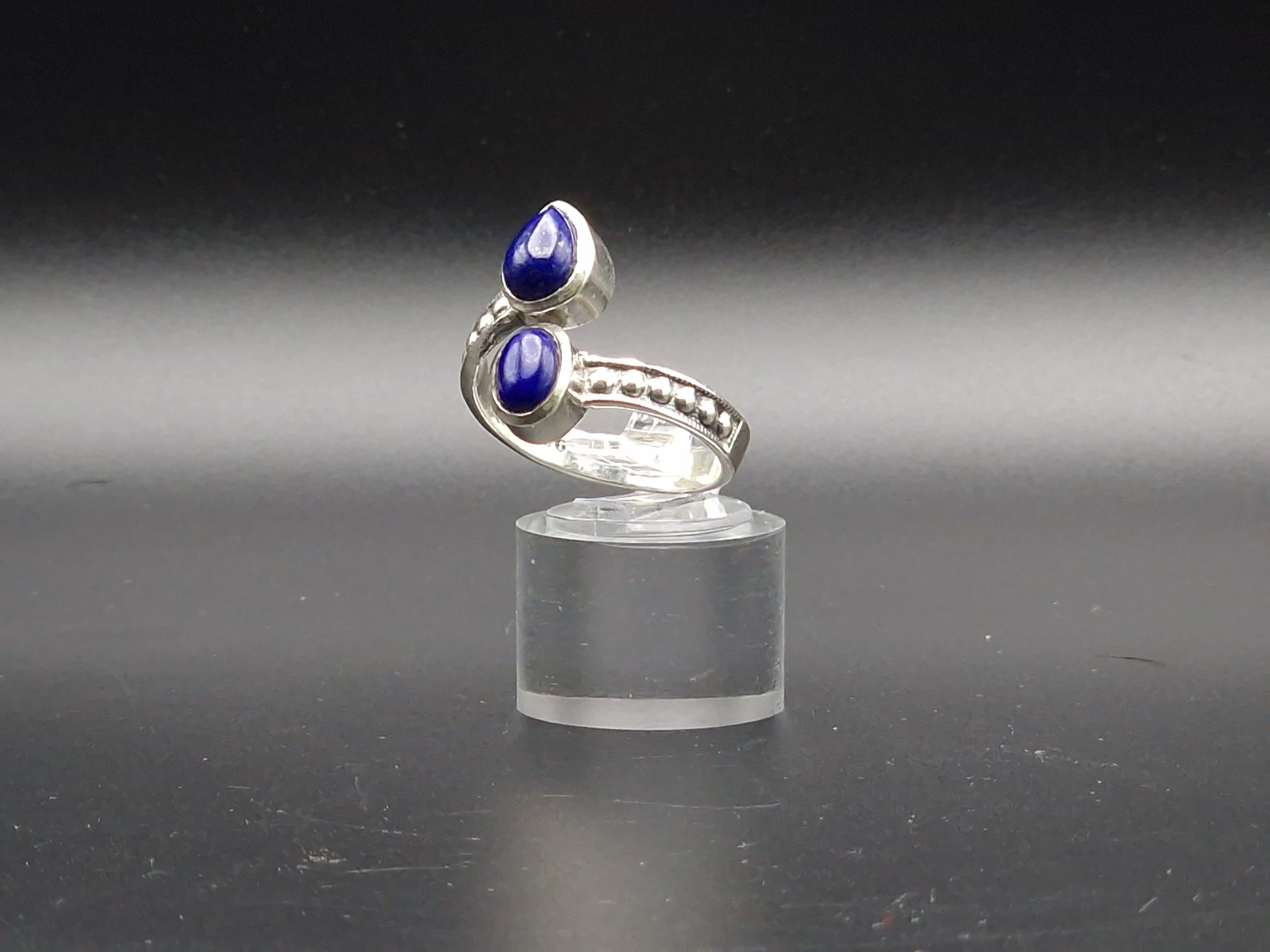 Bague argent 925 reglable LAPIS LAZULI AA - Mylithovox 