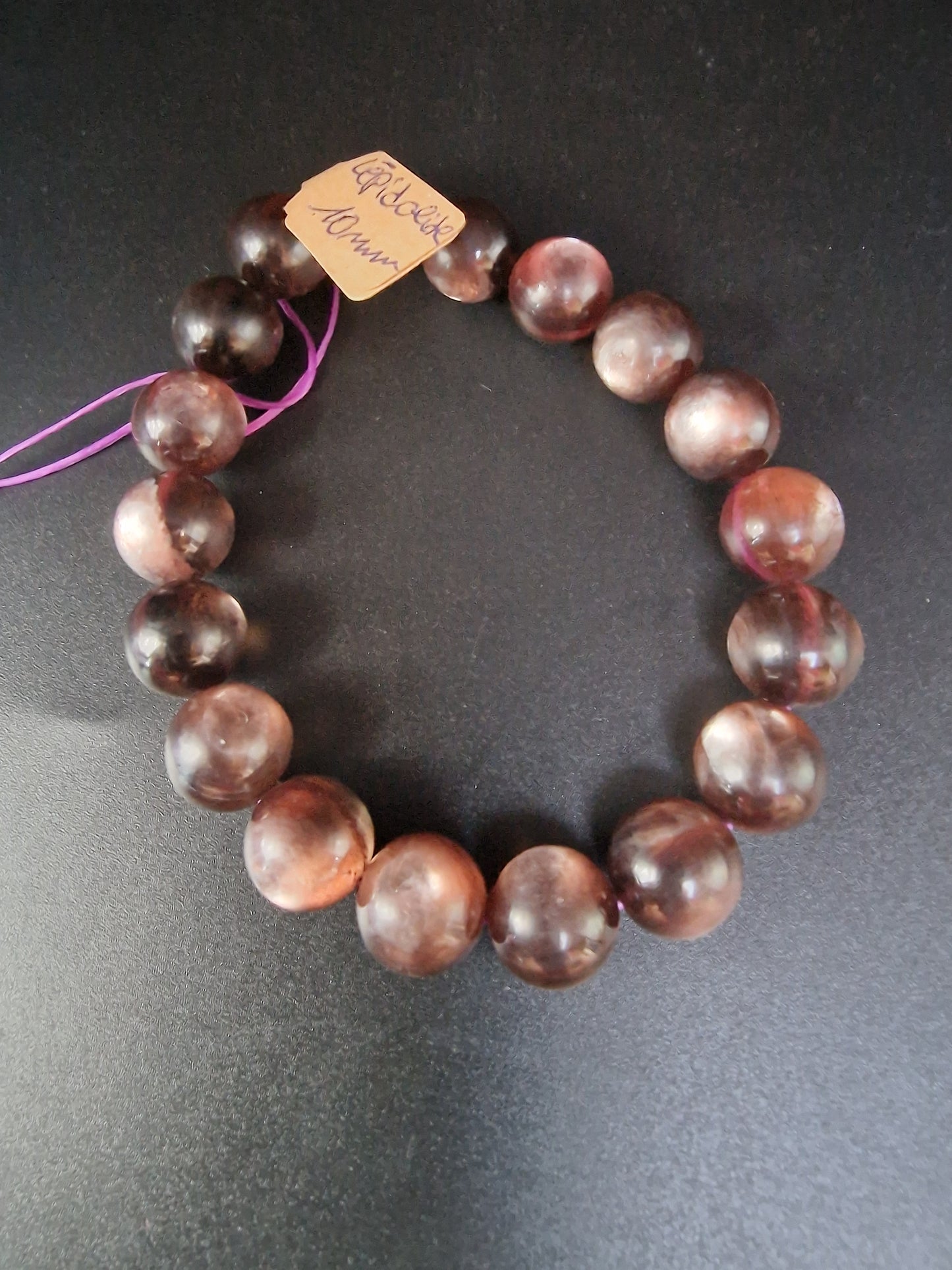 Bracelets Lepidolite noire 10mm - Mylithovox 