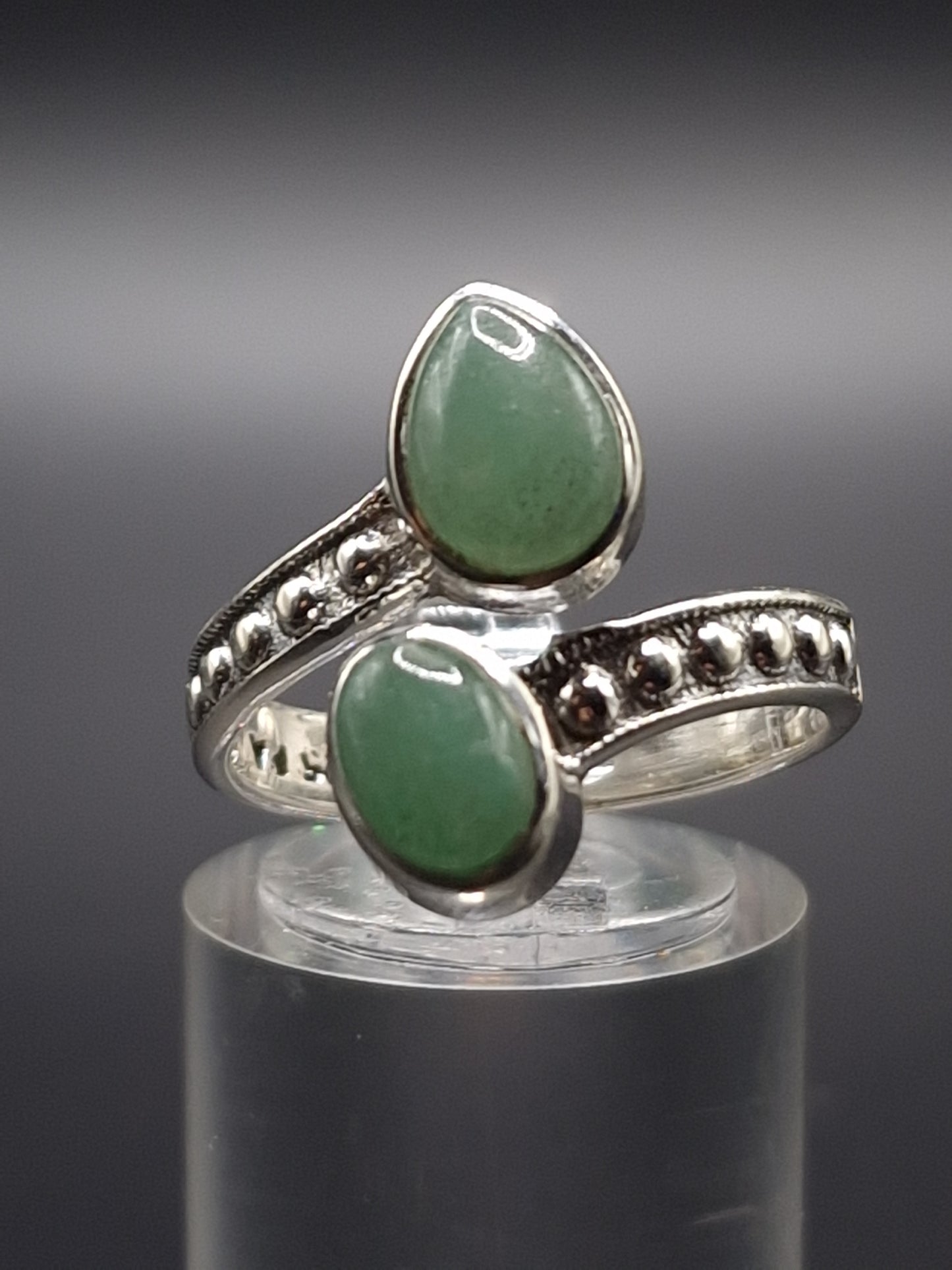 BAGUE ARGENT 925 RÉGLABLE  AVENTURINE VERTE A - Mylithovox 