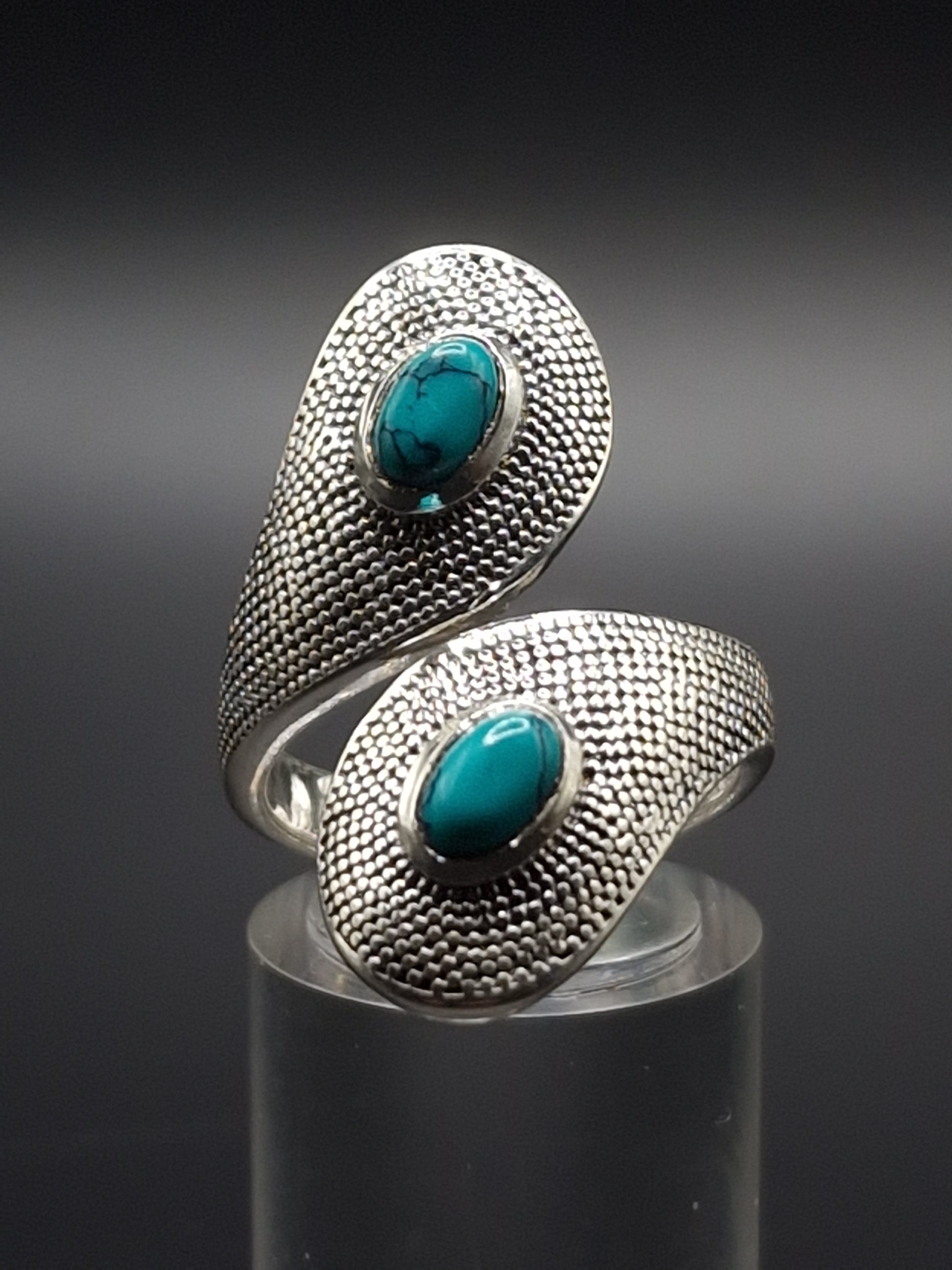 BAGUE ARGENT 925 RÉGLABLE  TURQUOISE MEXIQUE AA - Mylithovox 