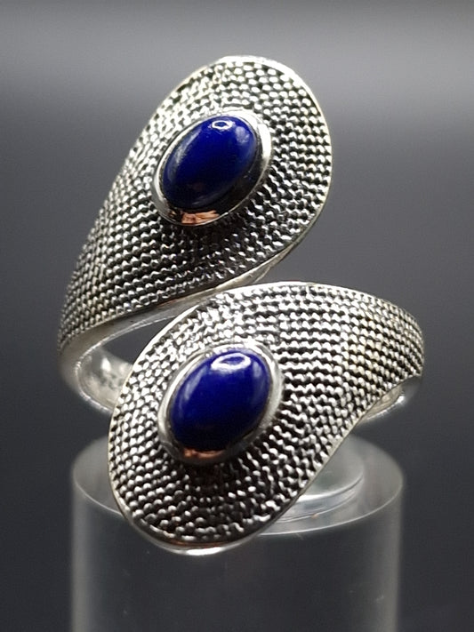 BAGUE ARGENT 925 RÉGLABLE LAPIS LAZULI AA - Mylithovox 