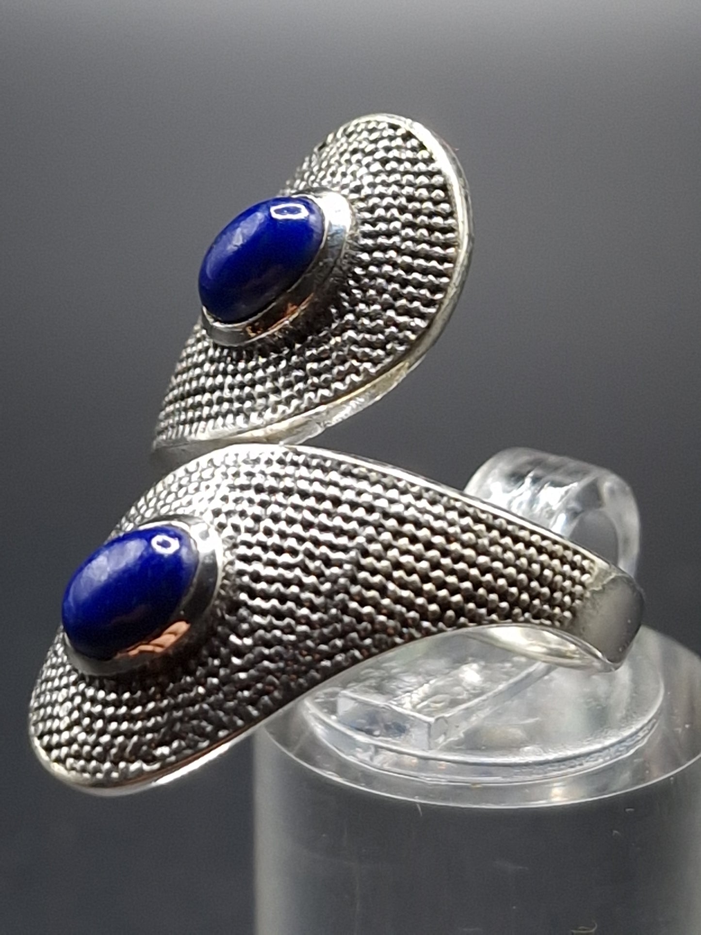 BAGUE ARGENT 925 RÉGLABLE LAPIS LAZULI AA - Mylithovox 