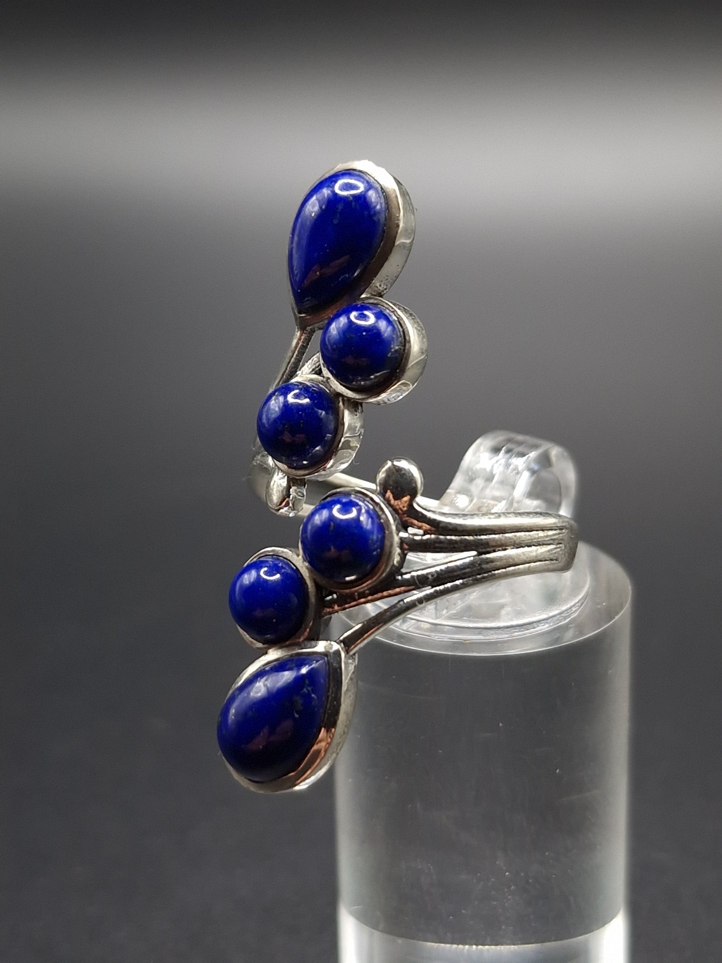 BAGUE ARGENT 925 RÉGLABLE LAPIS LAZULI AA - Mylithovox 