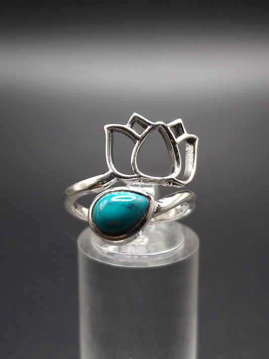 BAGUE ARGENT 925 RÉGLABLE TURQUOISE DE CHINE AAA - Mylithovox 