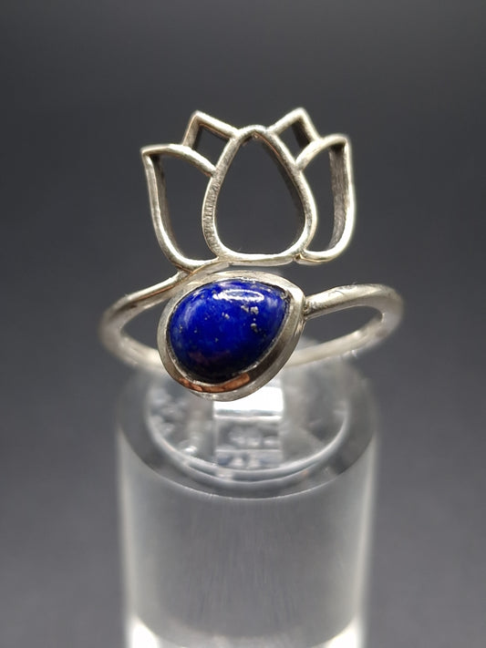 BAGUE ARGENT 925 RÉGLABLE LAPIS LAZULI AA - Mylithovox 