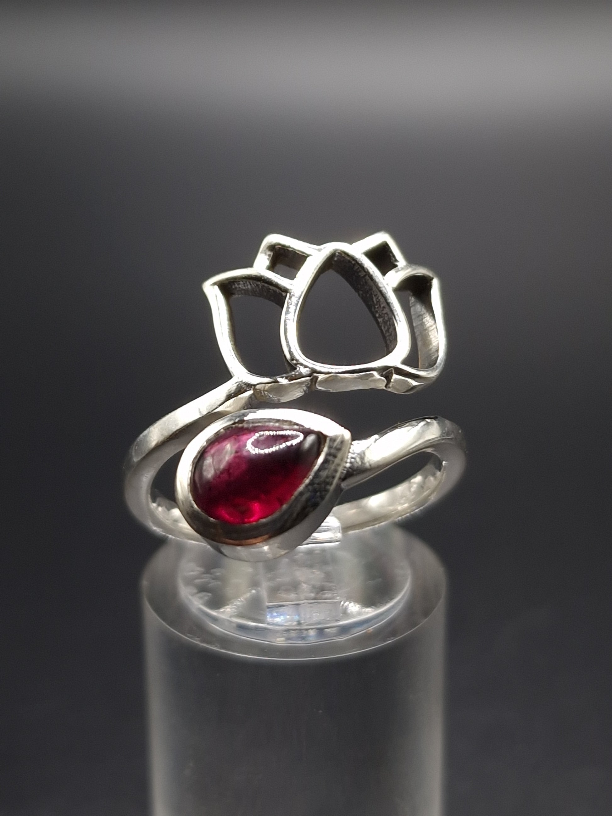 BAGUE ARGENT 925 RÉGLABLE GRENAT RHODOLITE AAA - Mylithovox 