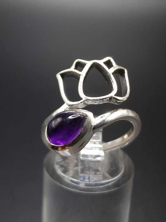 BAGUE ARGENT 925 RÉGLABLE  AMETHYSTE AA - Mylithovox 