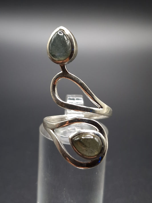 BAGUE ARGENT 925 RÉGLABLE LABRADORITE AA - Mylithovox 