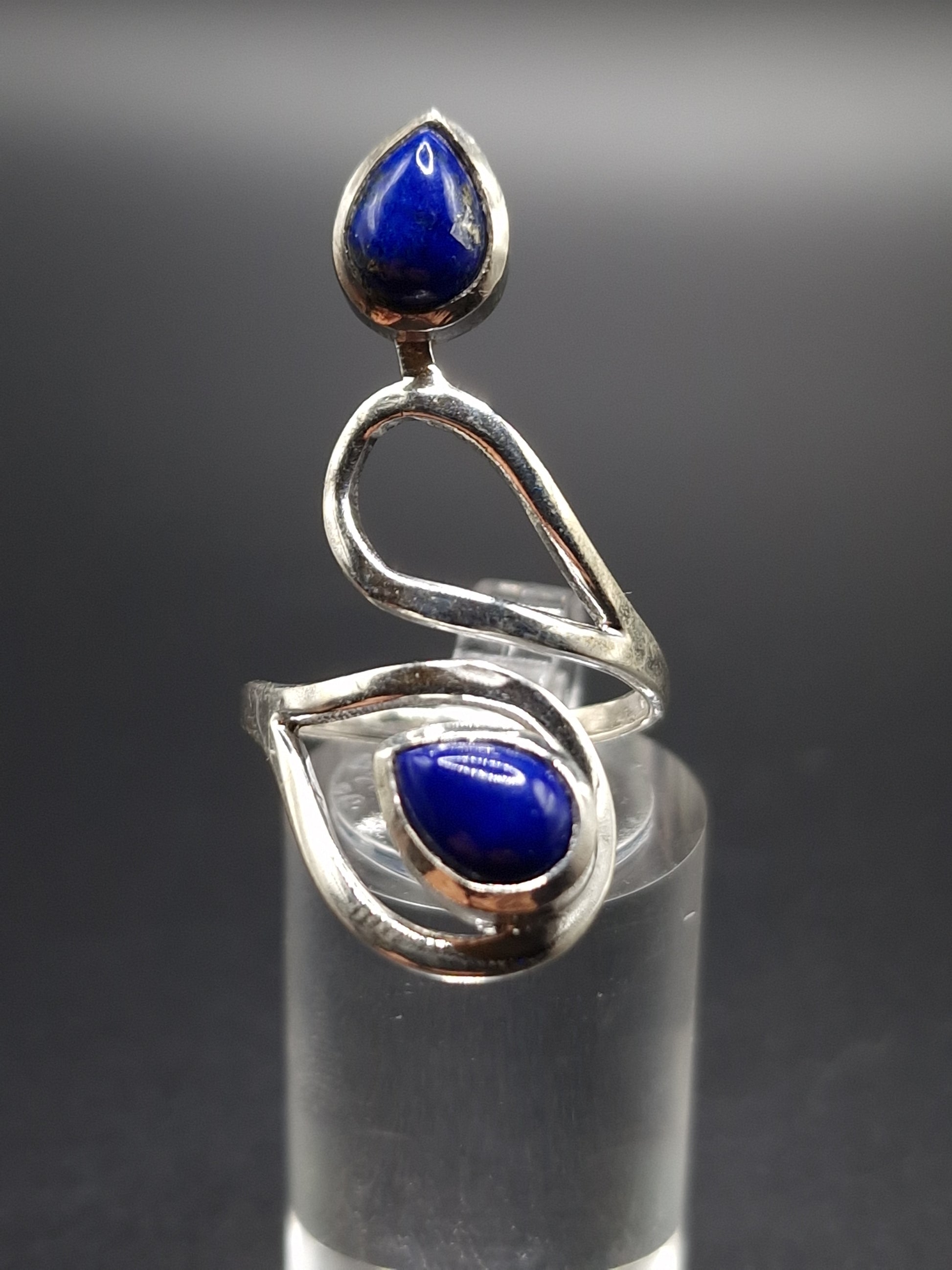 BAGUE ARGENT 925 RÉGLABLE  LAPIS LAZULI AA - Mylithovox 